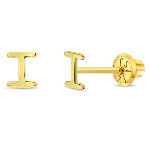 In Season Jewelry 14k Itsy Bitsy Initial Letter Earrings In Letter I