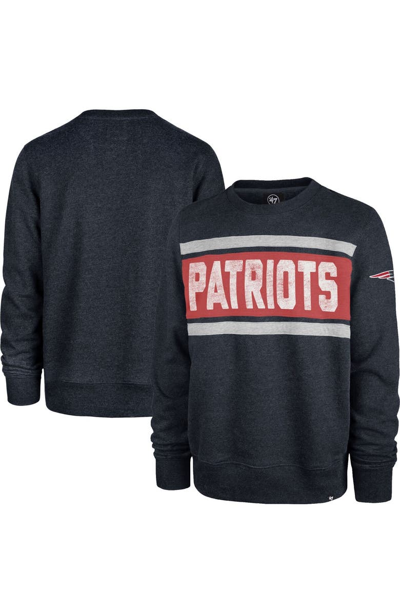 '47 Men's '47 Heathered Navy New England Patriots Bypass Tribeca Pullover Sweatshirt, Alternate, color, Heather Navy