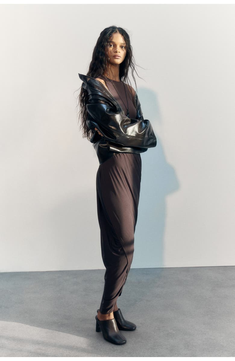 H&M Tulip-skirt Maxi Dress, Alternate, color, Dark Brown