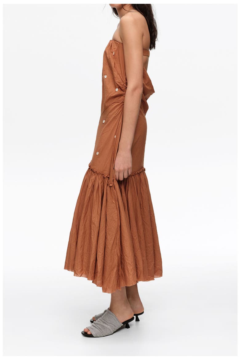 Ruched Strapless Dress, Alternate, color, TOFFEE