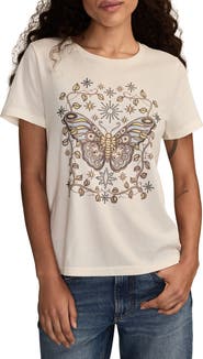Lucky Brand Stud Embellished Butterfly Cotton Graphic T-Shirt