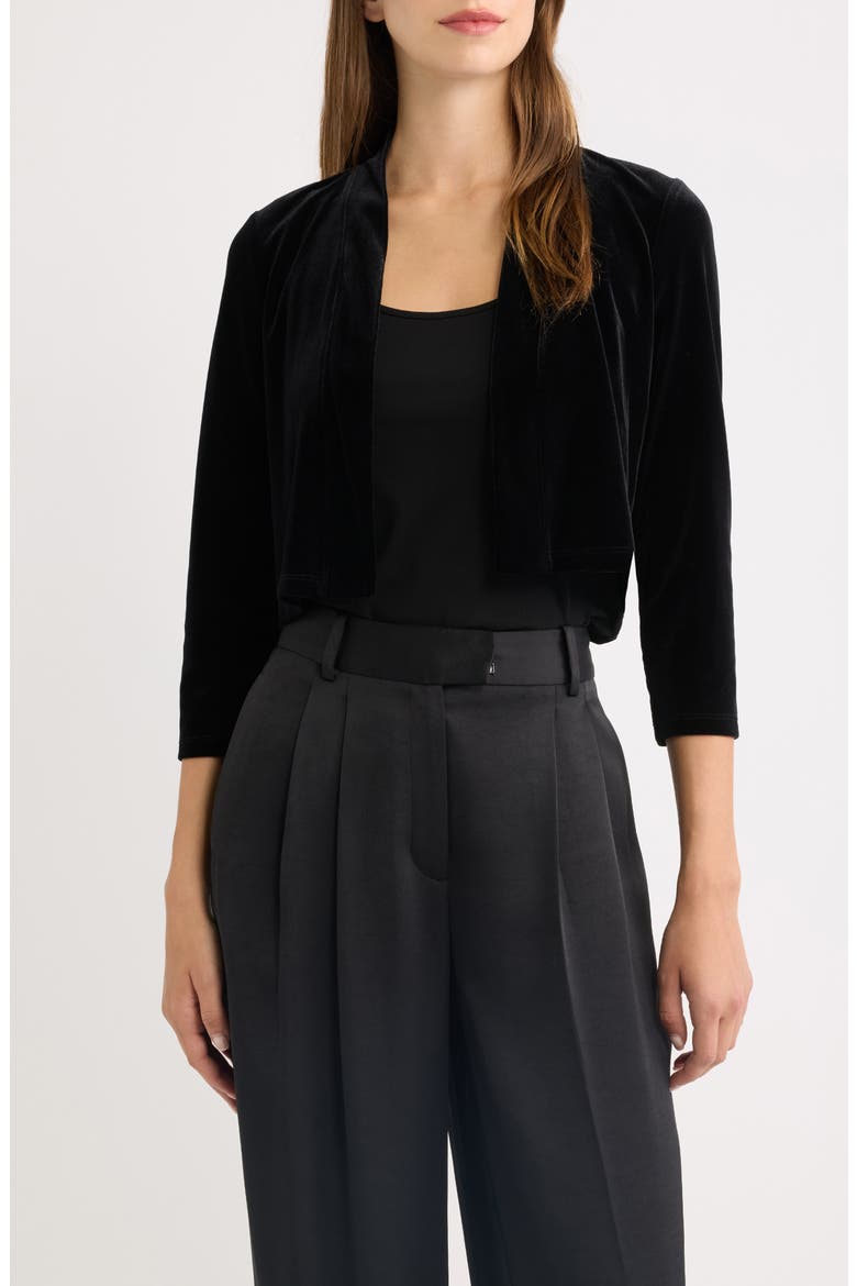 Three Quarter Sleeve Stretch Velvet Shurg, Main, color, ANNE BLACK