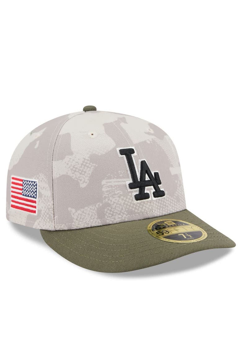 Men's New Era Light Beige/Olive Los Angeles Dodgers 2025 Armed Forces Day Low Profile 59FIFTY Fitted Hat, Main, color, Light Beige