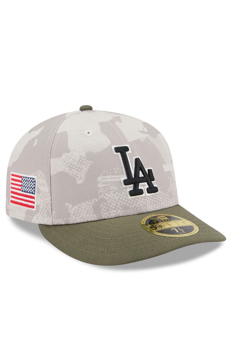 New Era Men's New Era Light Beige/Olive Los Angeles Dodgers 2025 Armed Forces Day Low Profile 59FIFTY Fitted Hat, Main, color, Light Beige