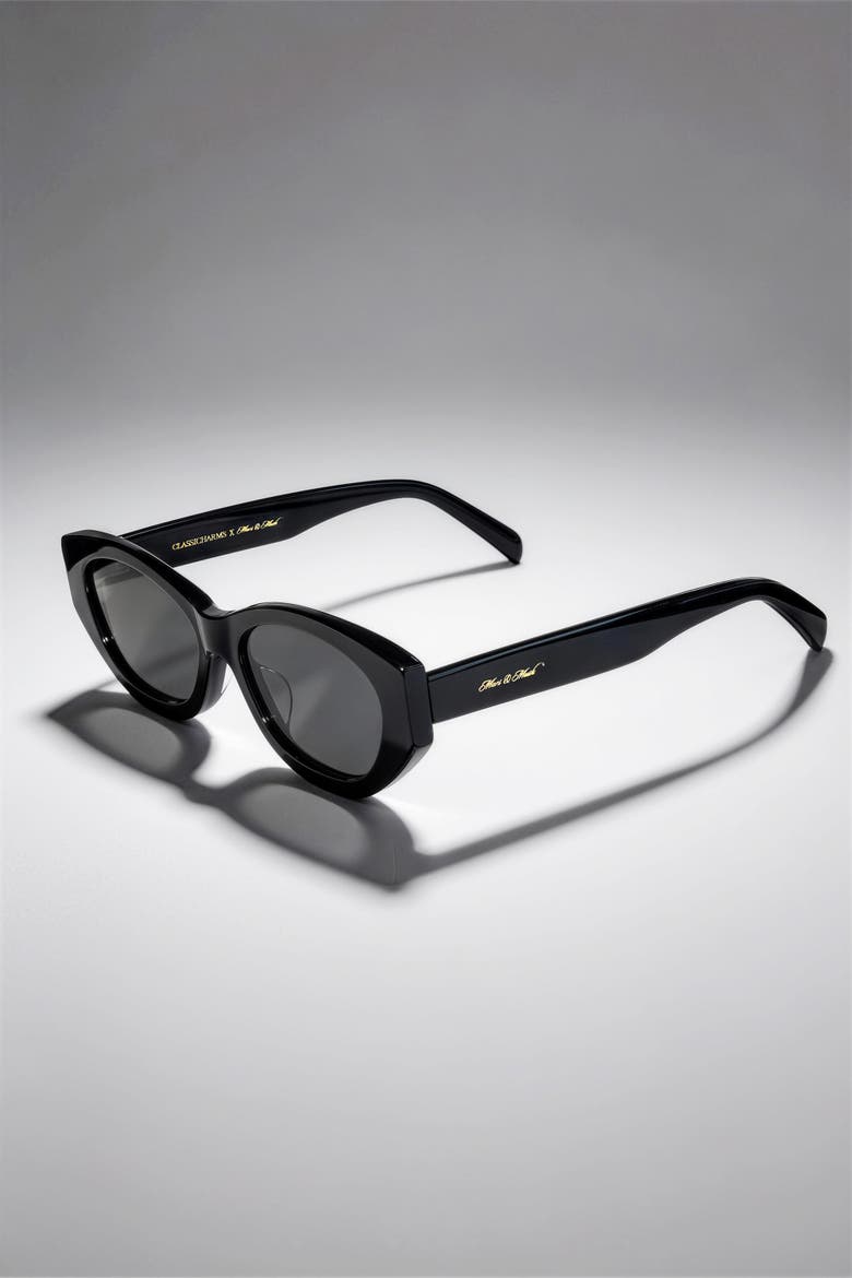 Arc Oval Frame Sunglasses, Alternate, color, Black