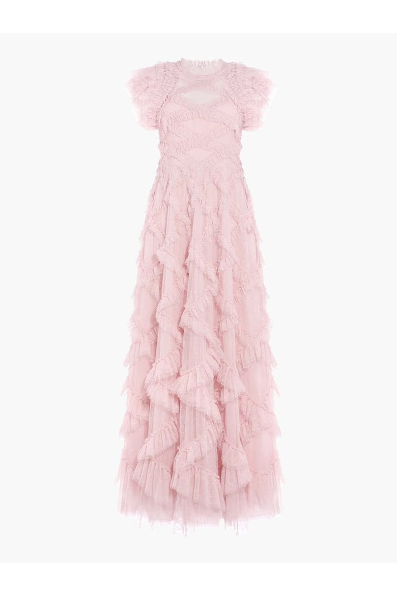Genevieve Ruffle Short Sleeve Maxi Gown, Alternate, color, Ballerina Pink