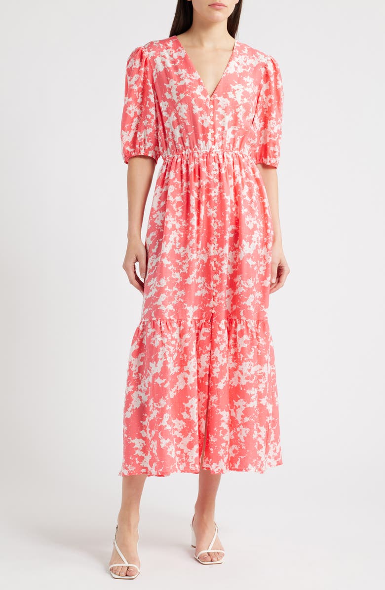 & Other Stories Puff Sleeve Maxi Dress, Main, color, Pink Bright