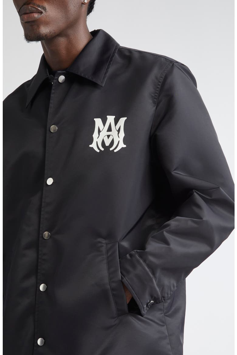 MA Water Resistant Nylon Coach's Jacket, Alternate, color, BLACK