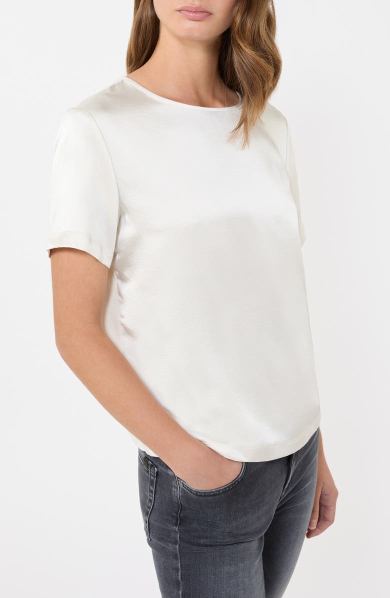 Weekend Max Mara Zona Mixed Media Cotton & Silk T-Shirt, Alternate, color, Ecru