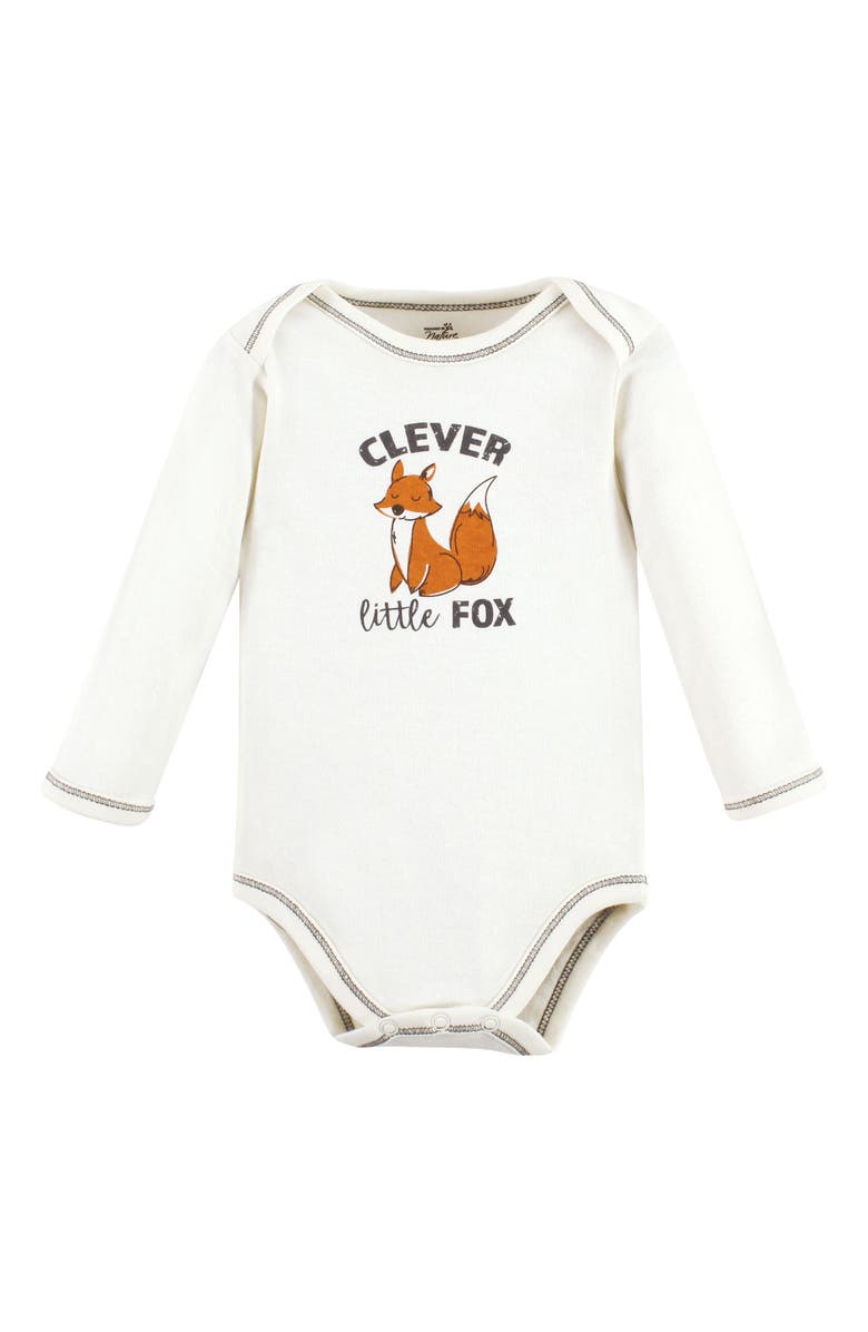 Touched by Nature Organic Cotton Long-Sleeve Bodysuits, Alternate, color, Boy Woodland Alphabet
