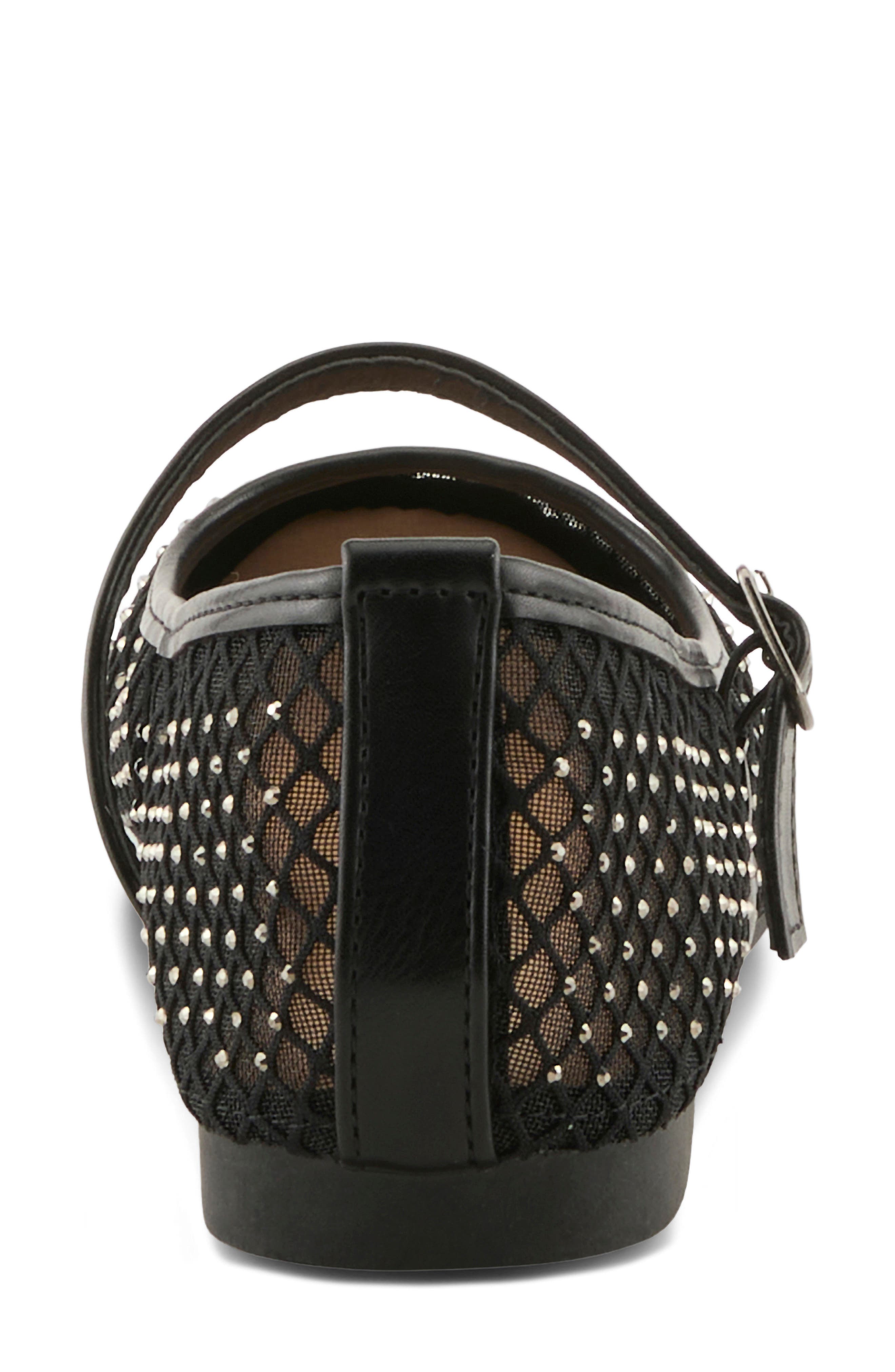 Sharkey Rhinestone Mesh Mary Jane Flat, Alternate, color, BLACK