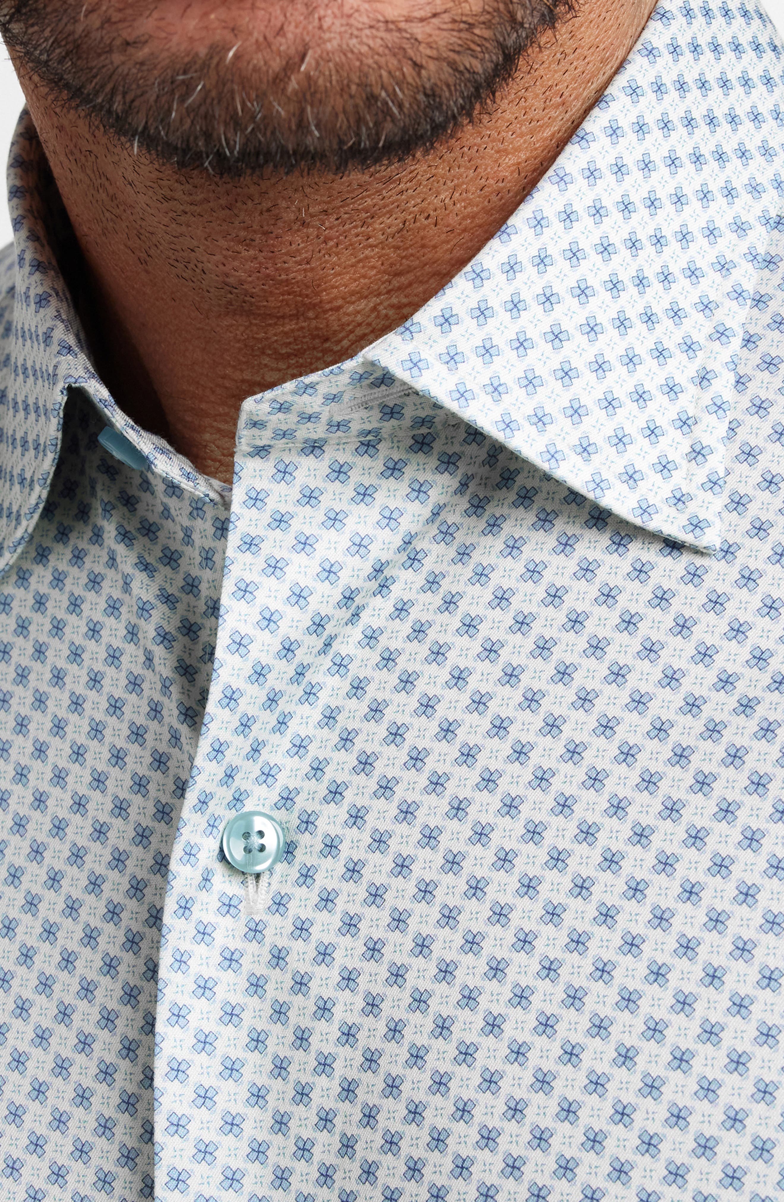Neat Print Cotton Button-Up Shirt - image 2