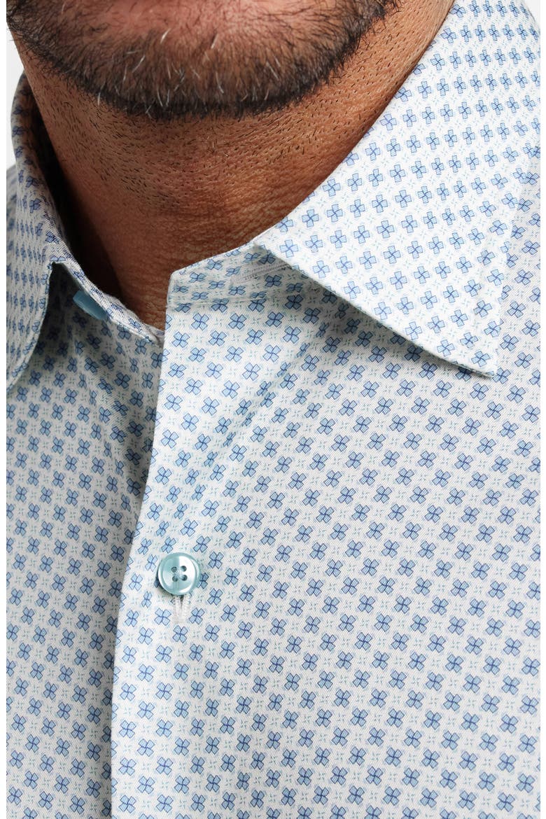 Neat Print Cotton Button-Up Shirt, Alternate, color, SAND/ SKY