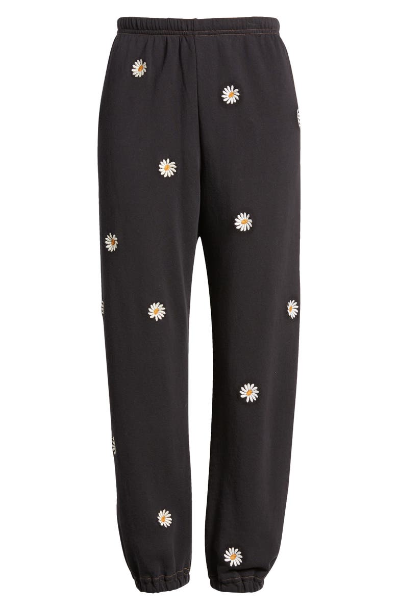 THE GREAT. The Stadium Daisy Embroidery Cotton Joggers, Alternate, color, 