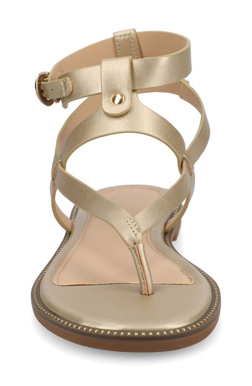 Journee Collection Tangie Snake Embossed Strappy Sandal In Champagne