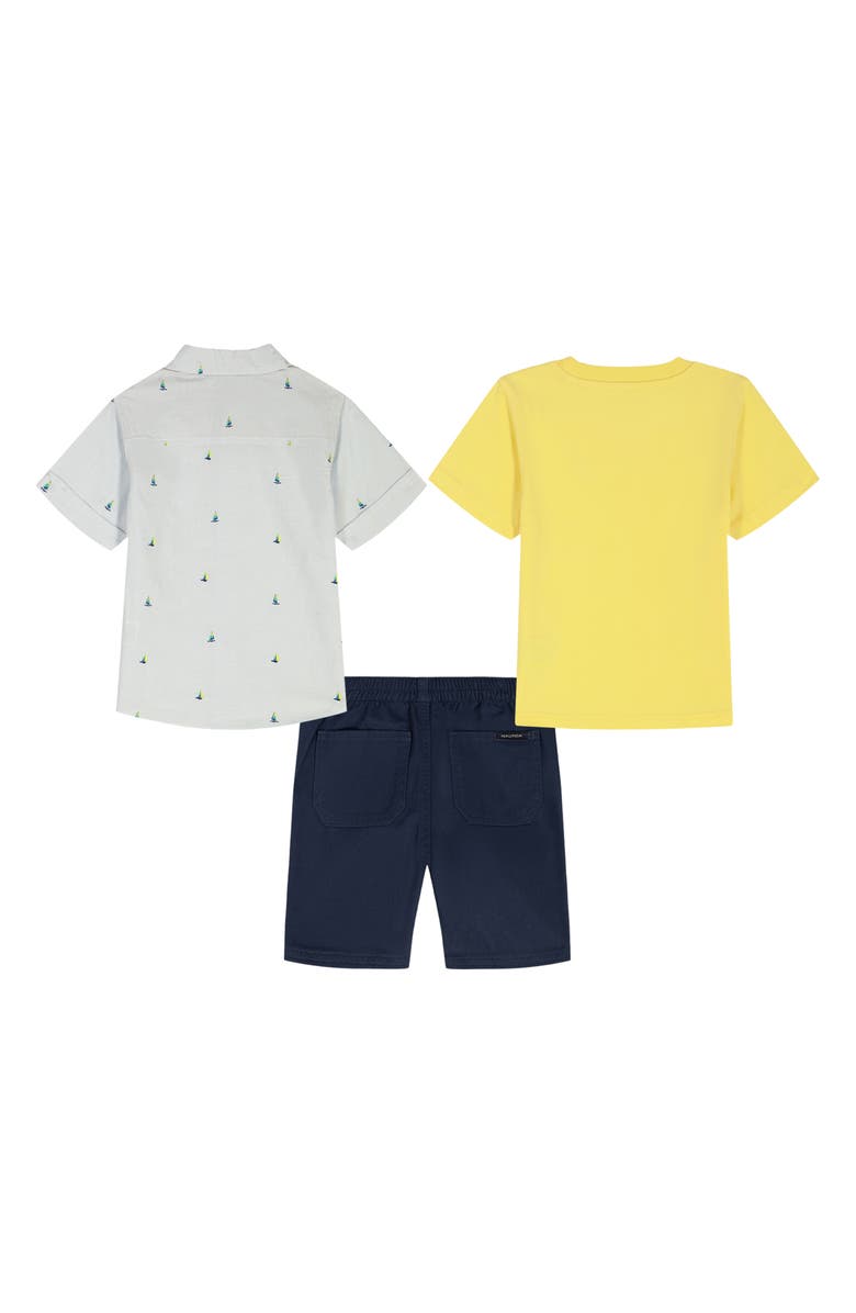 Nautica Kids' Short Sleeve Button-Up Shirt, T-Shirt & Shorts Set, Alternate, color, 