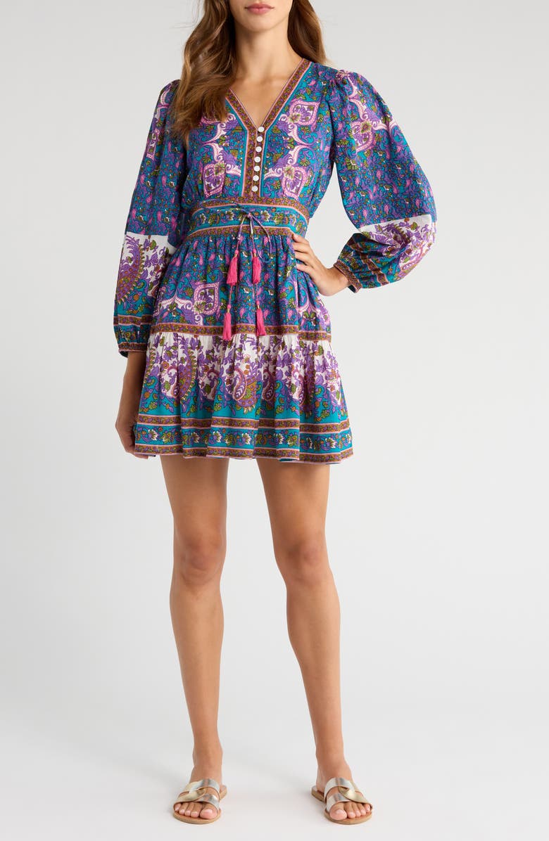 ALICIA BELL Clover Cotton & Silk Voile Cover-Up Minidress, Main, color, Purple