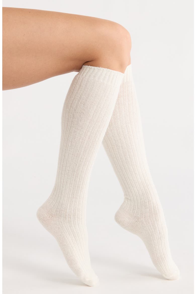 Rib Knee High Socks, Main, color, IVORY TOFU