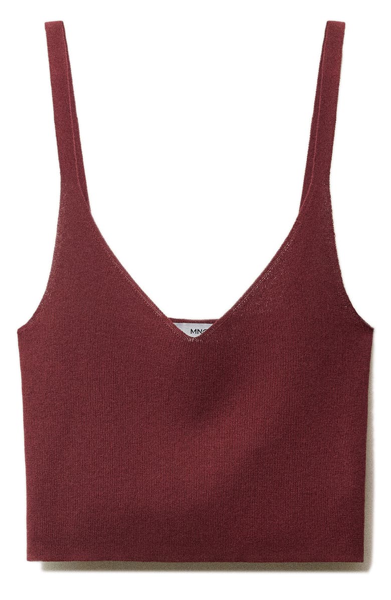 MANGO Fine Knit Crop Top, Alternate, color, Burgundy