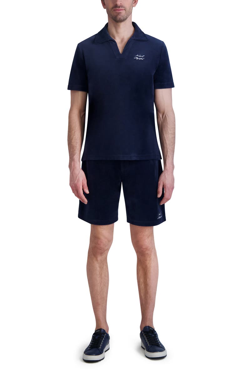 KARL LAGERFELD PARIS Johnny Collar Terry Cloth Polo, Alternate, color,