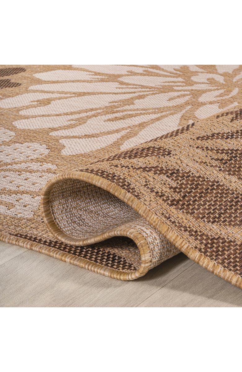 JONATHAN Y Zinnia Modern Floral Textured Weave Indoor/Outdoor Area Rug, Alternate, color, Brown/Cream