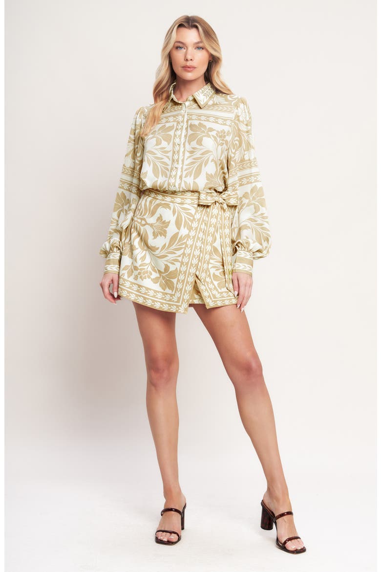 Botanical Print Long Sleeve Button Shirt, Alternate, color, TAUPE/ IVORY