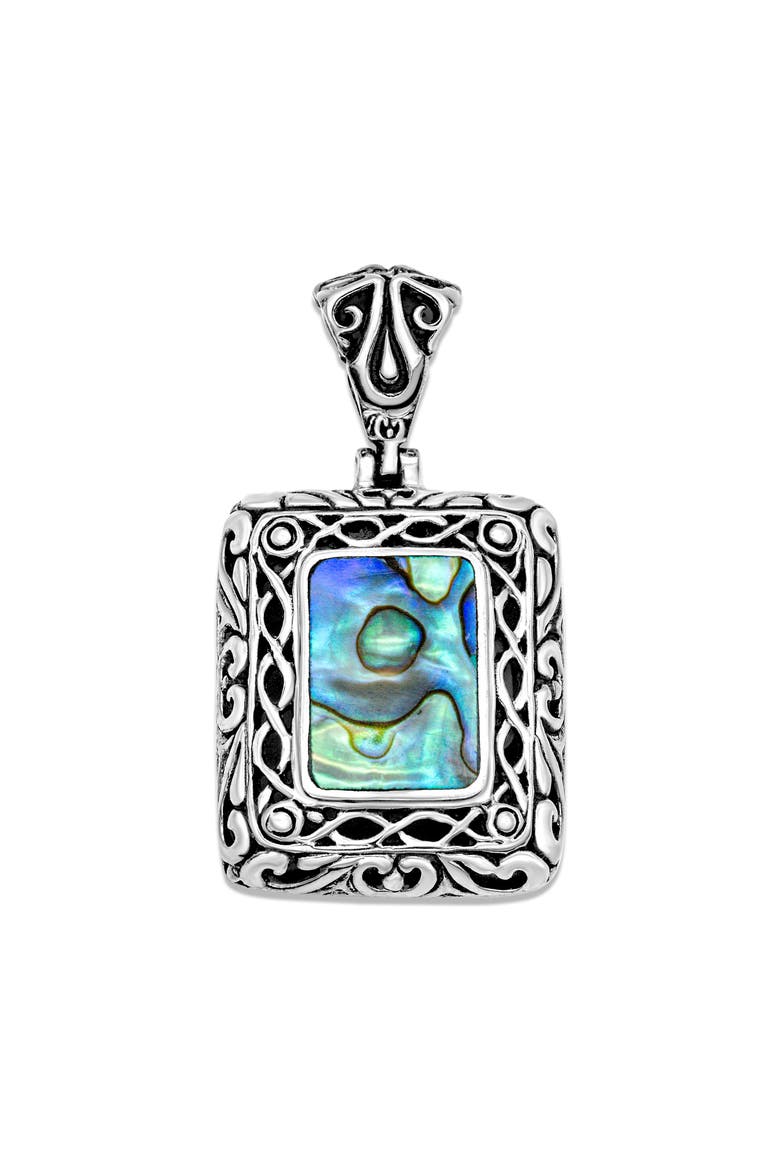 Sterling Silver Abalone Rectangle Pendant, Main, color, BLUE/ GREEN