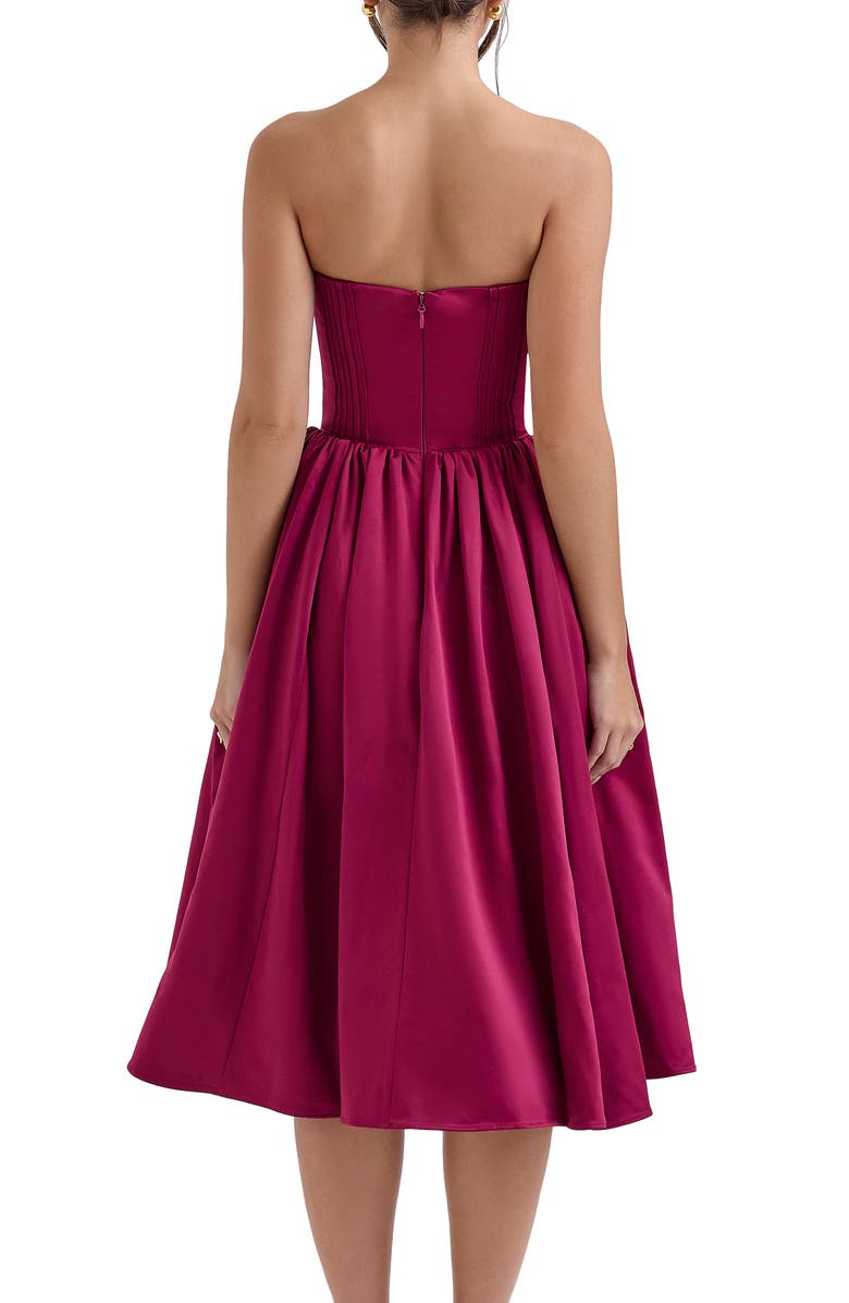 HOUSE OF CB Coco Strapless Corset Midi Dress, Alternate, color, Beet Red