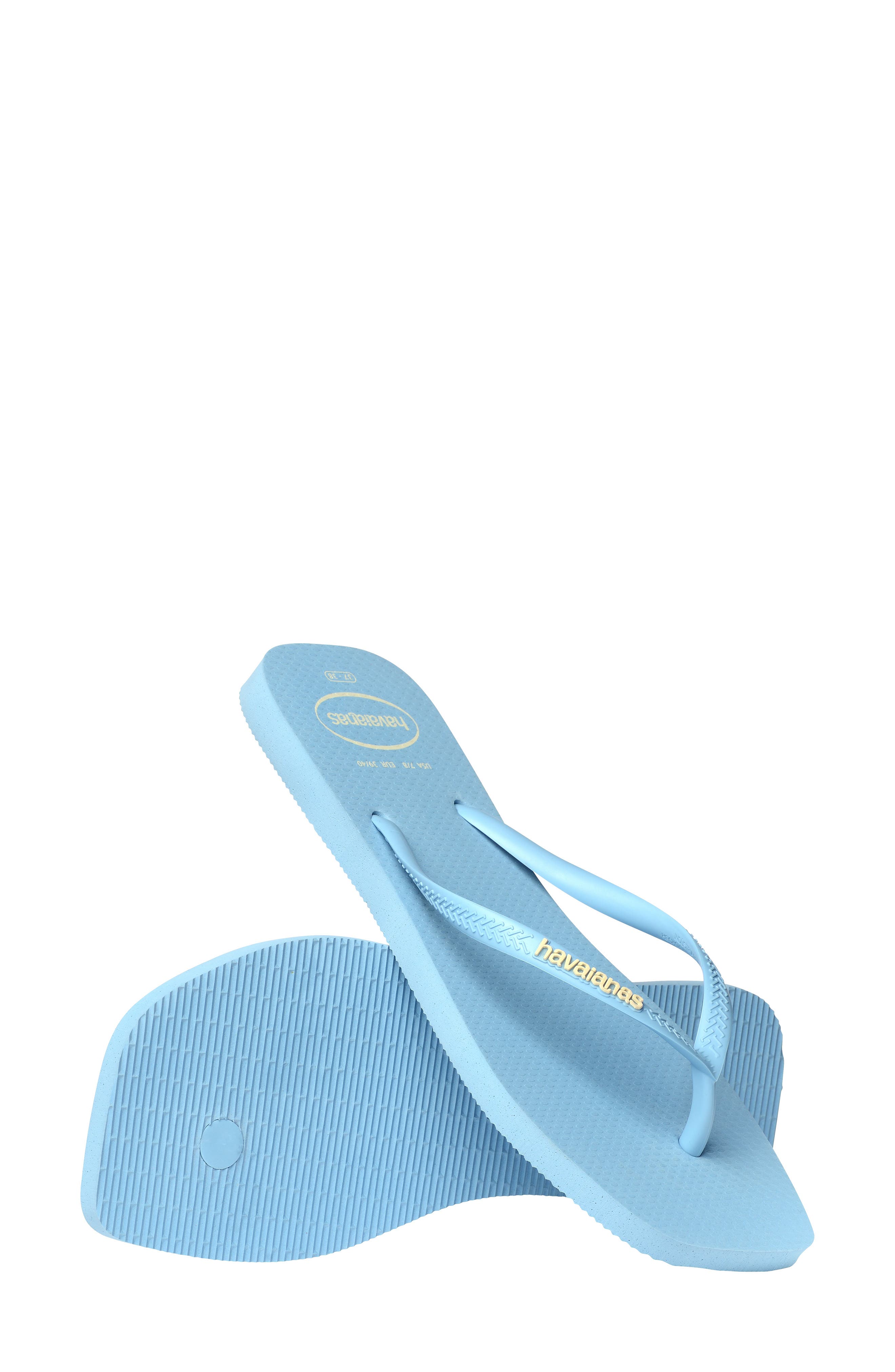 Havaianas Slim Square Logo Flip Flop, Alternate, color, Lavender Blue