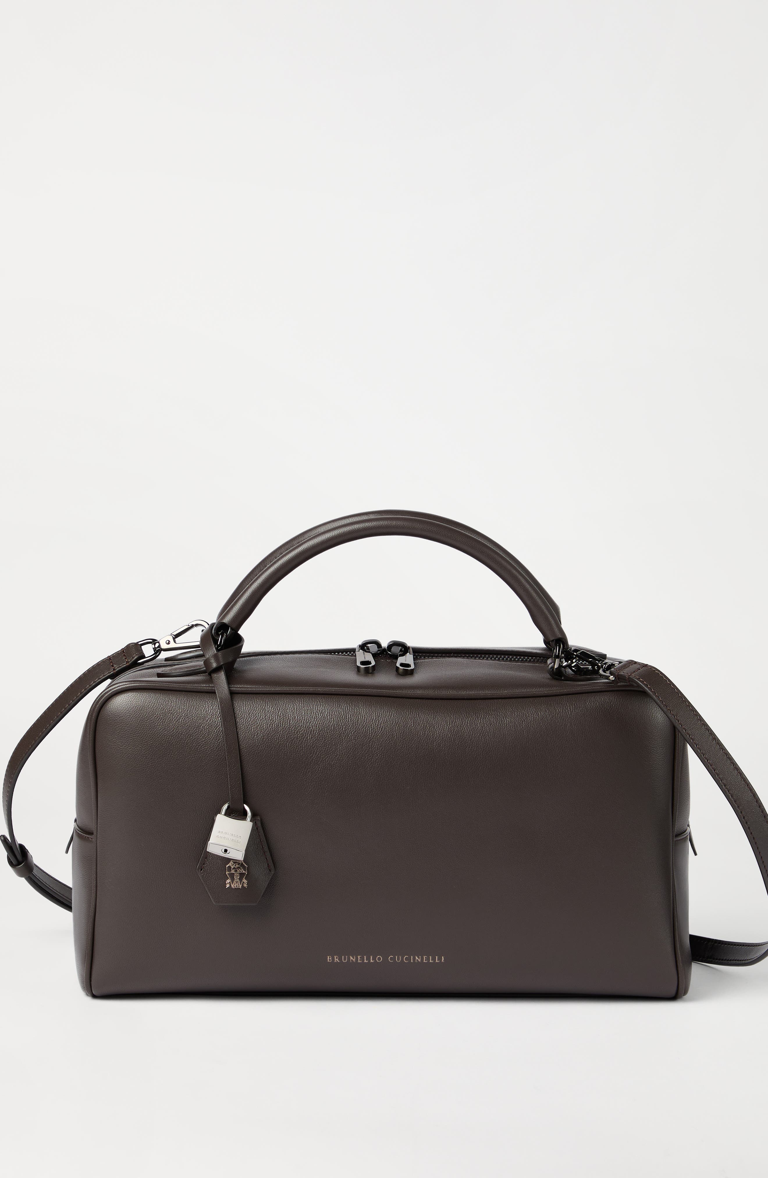 Brunello Cucinelli Nappa Boston Explorer bag, Alternate, color, Rust Brown