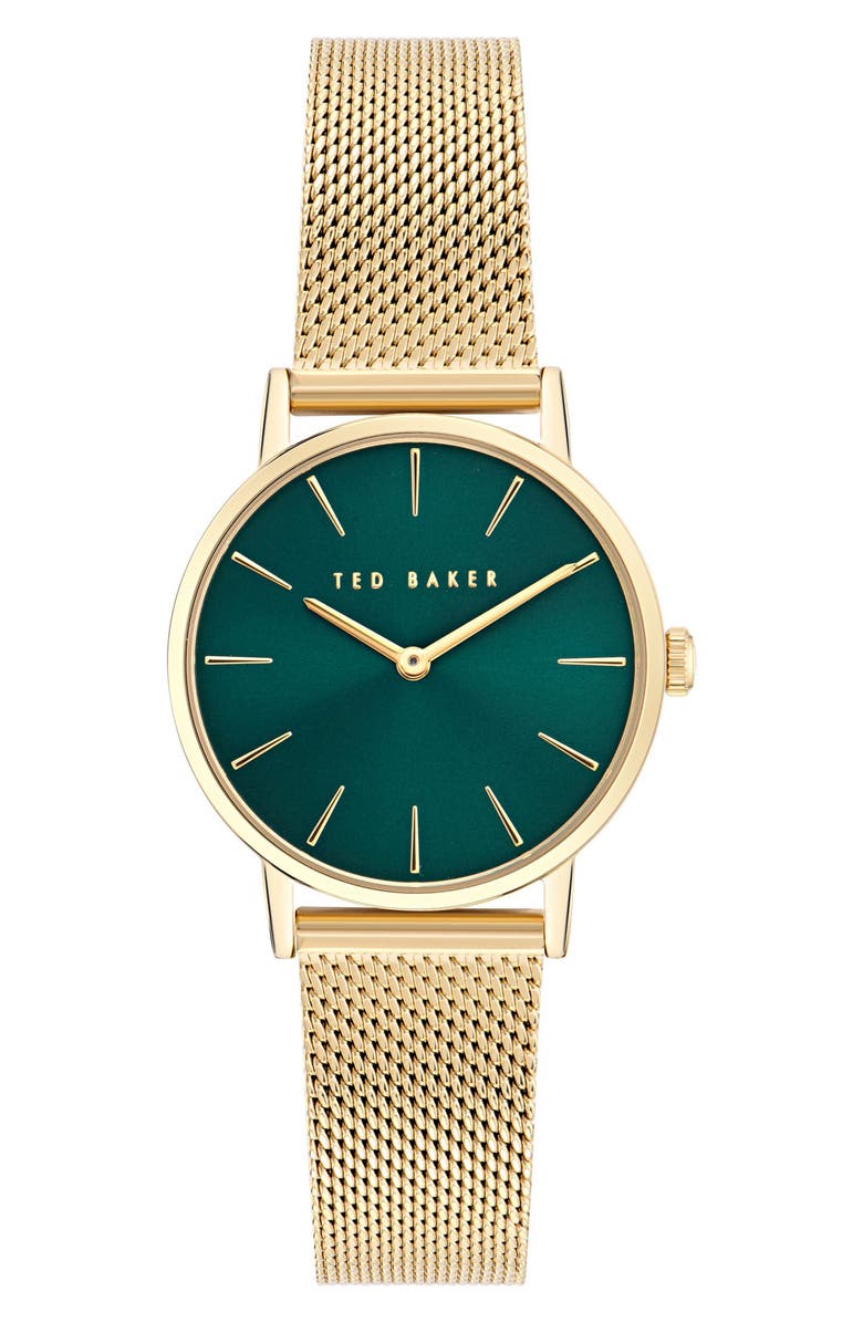 Ted Baker Classic Mesh Strap Watch, 32mm, Main, color, Gold-Tone