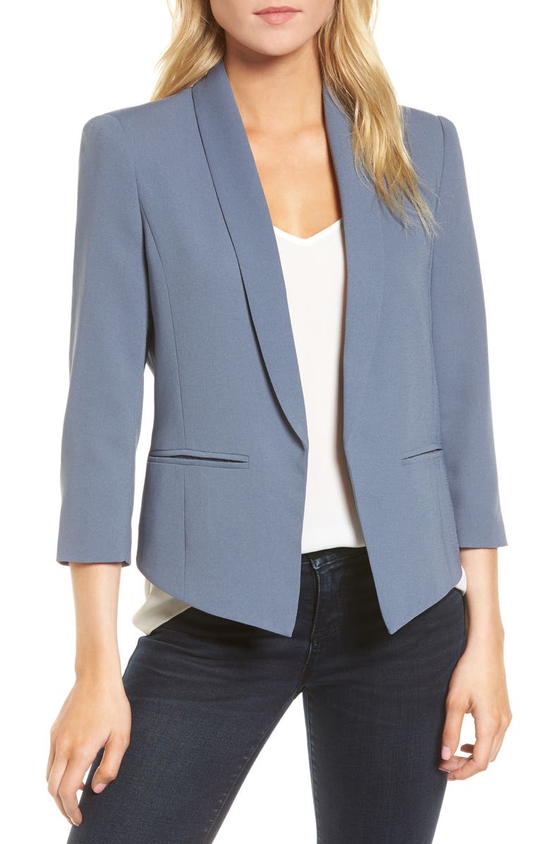 Mural 'Curve' Open Front Shawl Collar Blazer, Main, color,