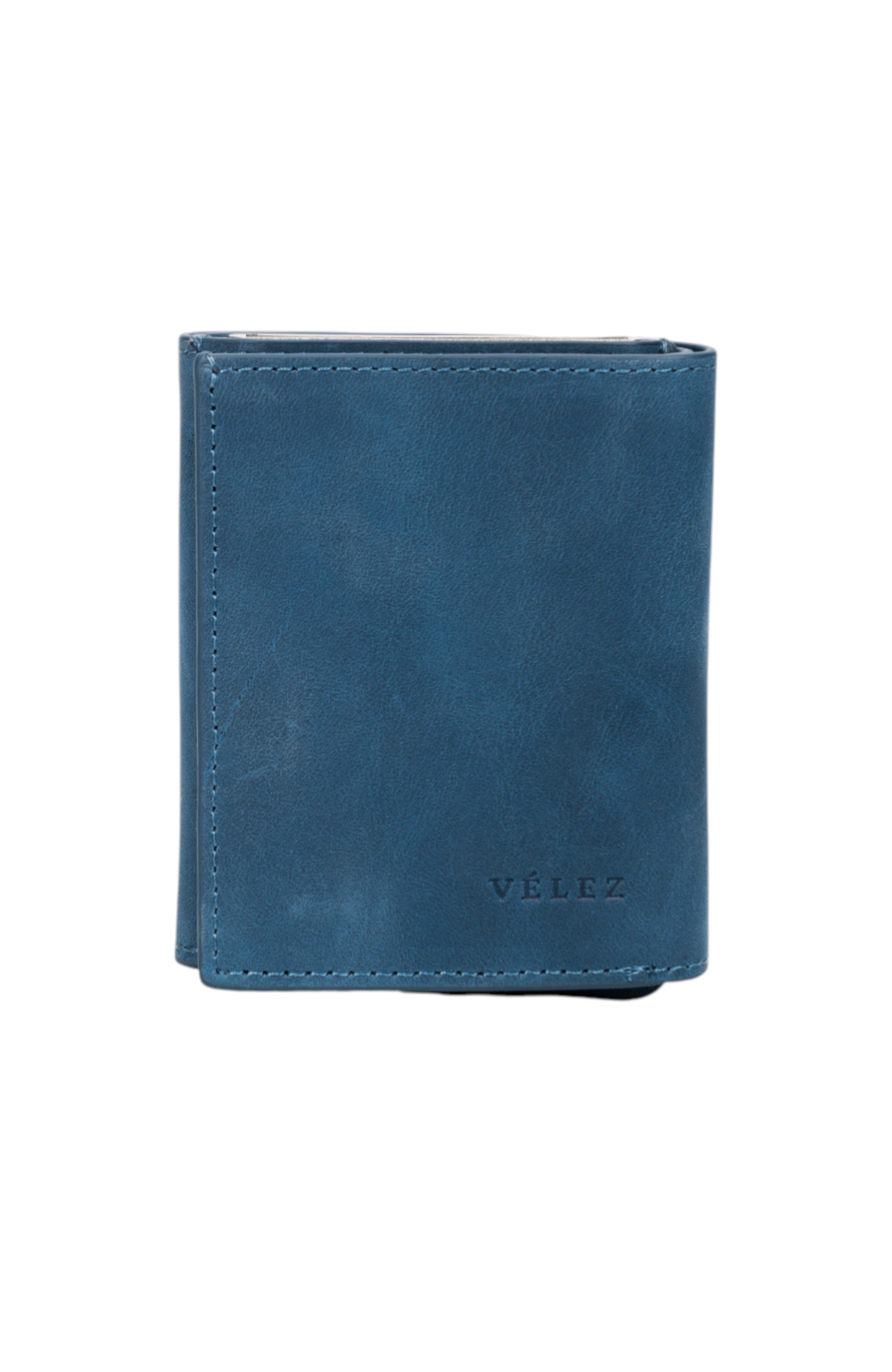 Velez Garry Tech Leather Card Holder in Blue 