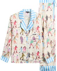 Karen Mabon Skiing Print Long Pajamas
