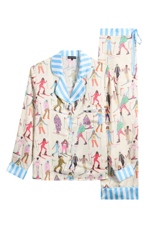 Karen Mabon Skiing Print Long Pajamas In Neutral