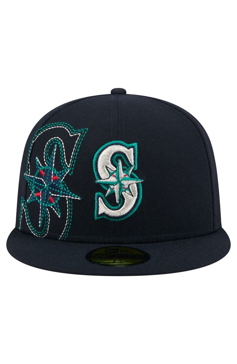 New Era Men's New Era Navy Seattle Mariners Yarn Stitch 59FIFTY Fitted Hat, Alternate, color,