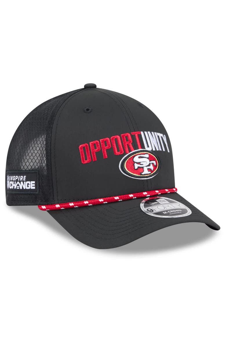 Men's New Era Black San Francisco 49ers 2025 Inspire Change 9FORTY M-Crown Adjustable Hat, Main, color, Black