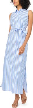 Vince Camuto Stripe Sleeveless Maxi Shirtdress