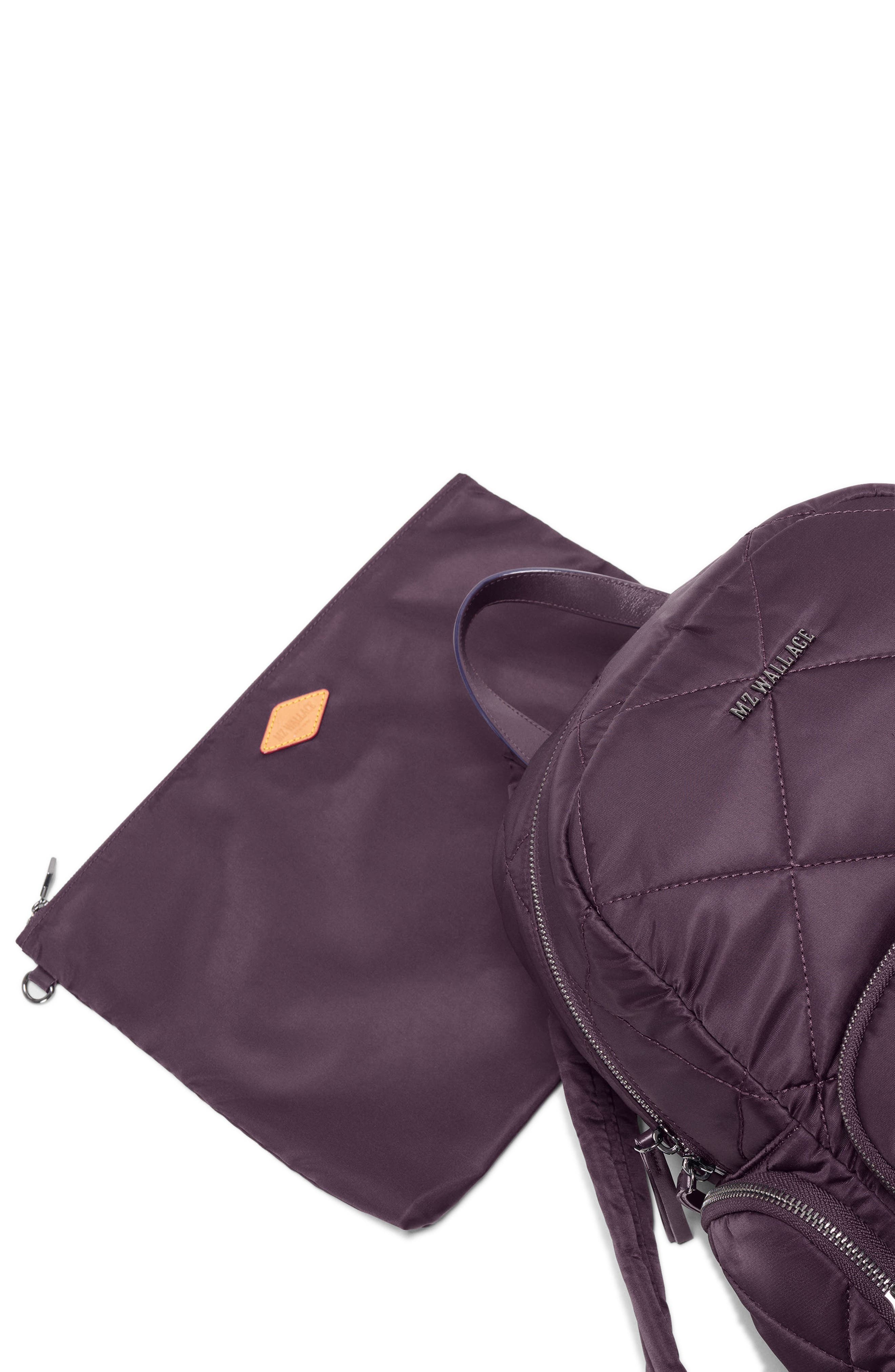 MZ Wallace Madison Quilted Nylon Backpack, Alternate, color, Raisin
