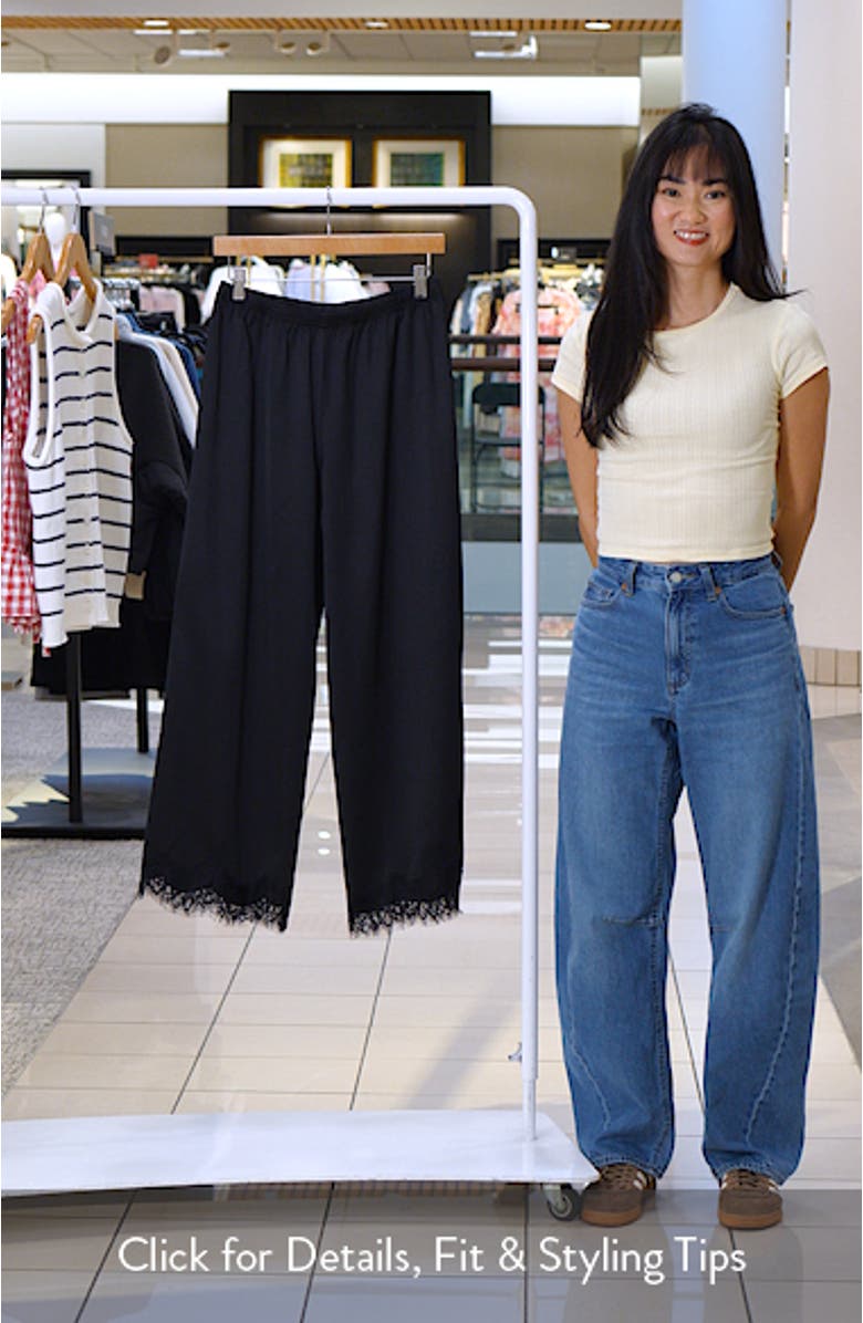 Lace Trim Satin Pants, sales video thumbnail