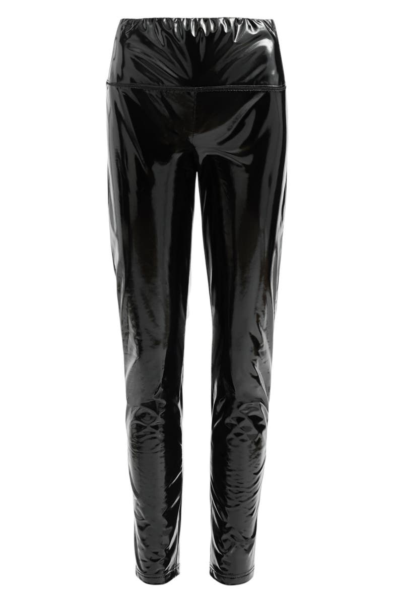 AllSaints Cora Shine Patent Faux Leather Leggings, Alternate, color, Black
