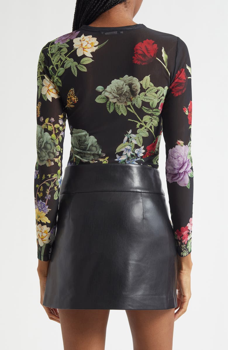 Alice + Olivia Delaina Sheer Mesh Crop Top, Alternate, color, Venus Floral