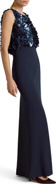 Marina Moscone Bias Dress w/ Paillette Bodice