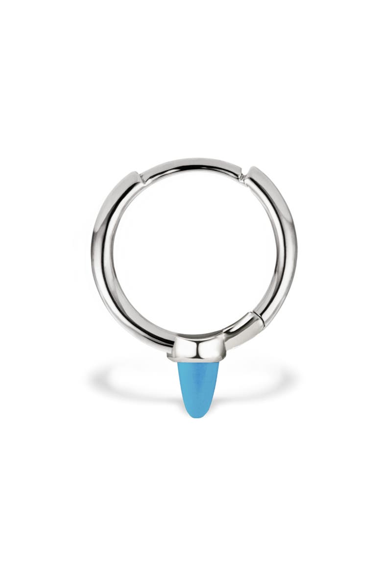 Turquoise Single Spike Hoop Earring, Main, color, 14K WHITE GOLD