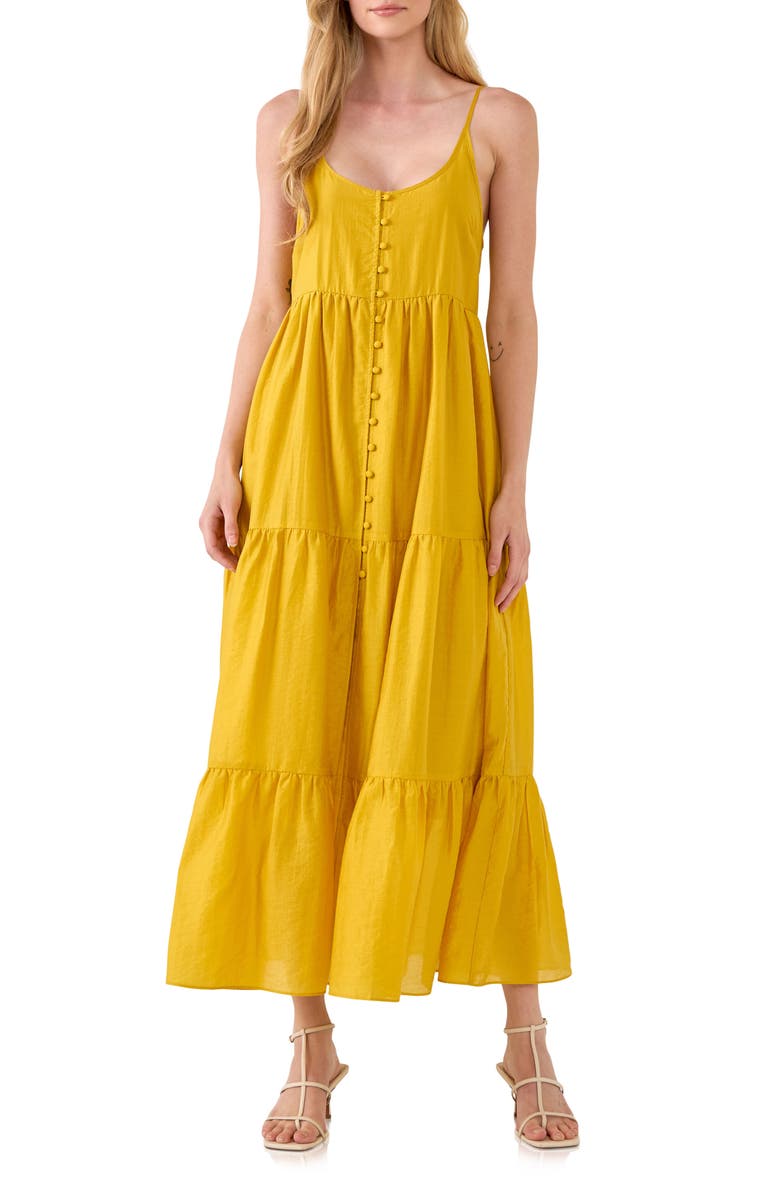 Endless Rose Tiered Maxi Dress, Main, color, Mustard