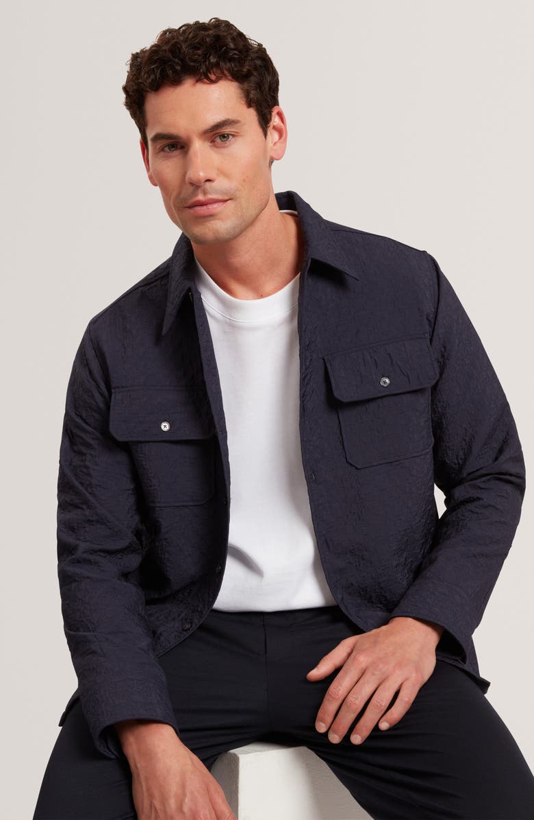 Ted Baker Gentil Jacquard Shirt Jacket, Alternate, color, Navy