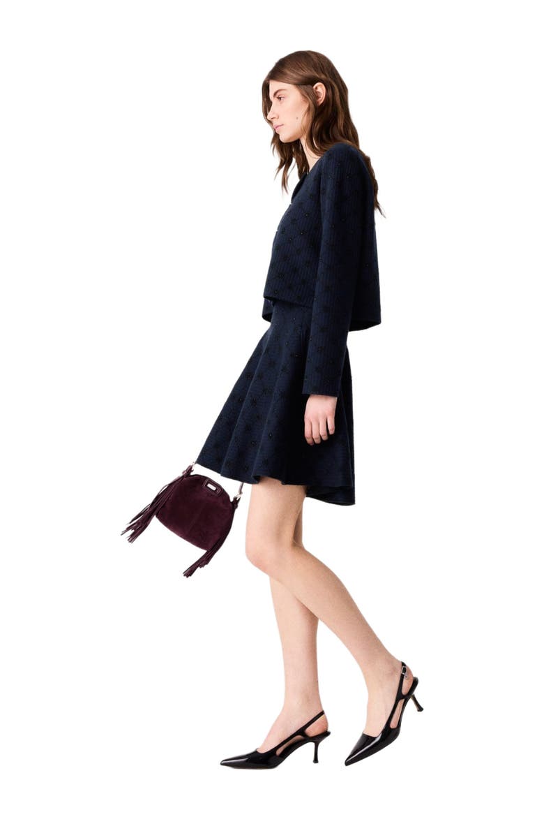 Jacquard cardigan with sequins, Alternate, color, Navy