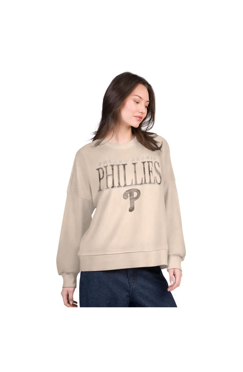 G-III 4HER BY CARL BANKS Women's G-III 4Her by Carl Banks Sand Philadelphia Phillies Oversized Vet II Sweatshirt, Main, color, Sand