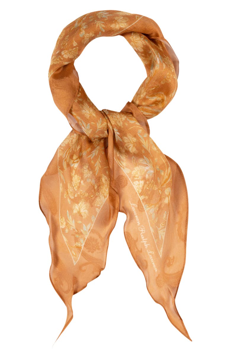 Lauren Ralph Lauren Floral Silk Scarf, Main, color, Red Terracotta
