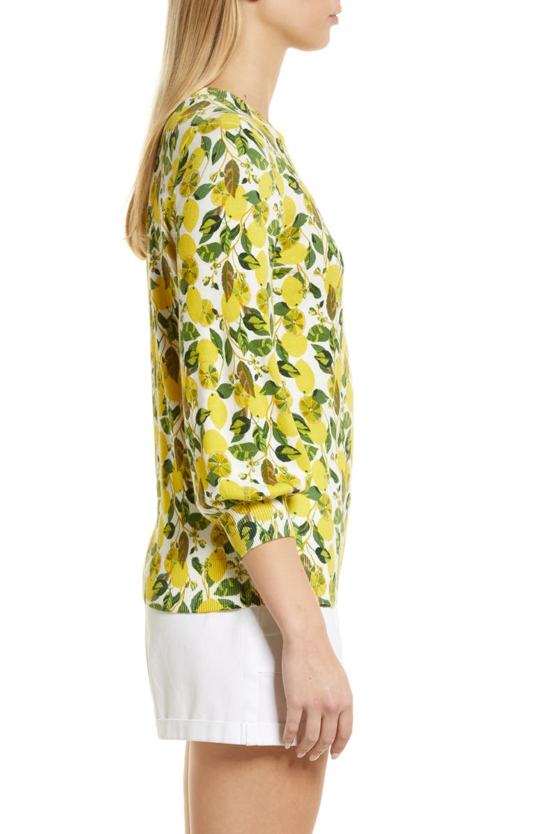 Boden Lemon Print Cotton Crewneck Sweater, Alternate, color, 